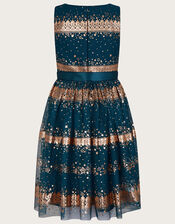 Felicity Foil Print Dress, Teal (TEAL), large