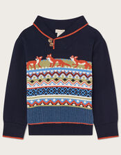 Fox Intarsia Knit Jumper, Multi (MULTI), large