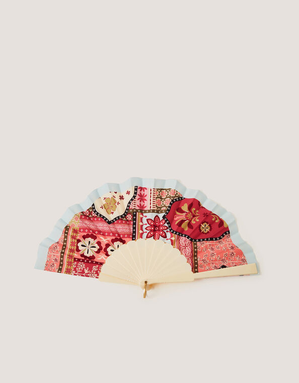 Patti Patchwork Foldable Fan, , large