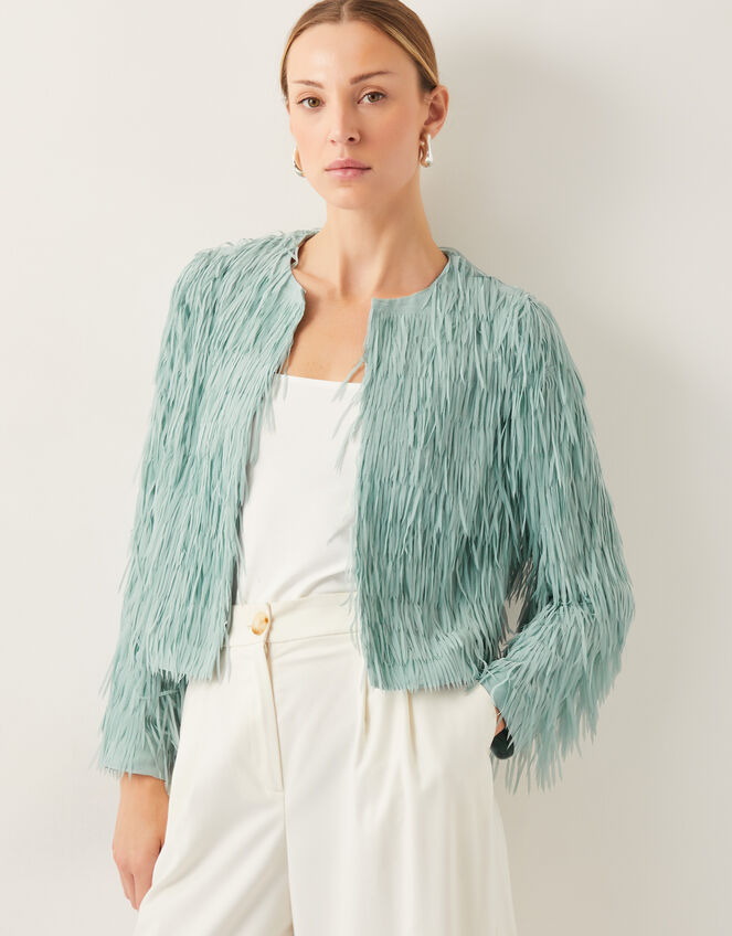 Cosima Fringe Jacket, Green (SAGE), large