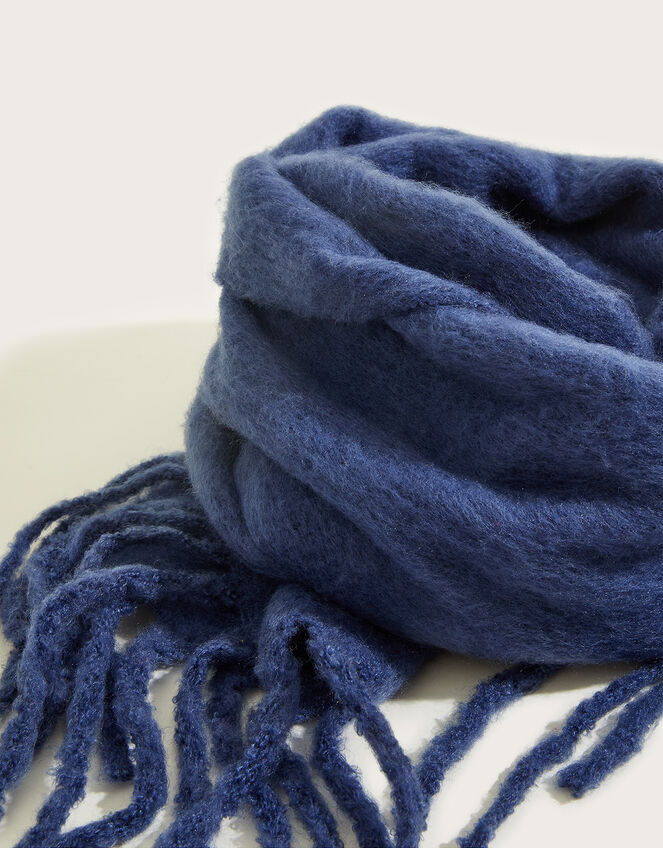Brushed Blanket Scarf in Recycled Polyester, Blue (NAVY), large