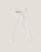 Long Lace Bow Hair Clip, , large