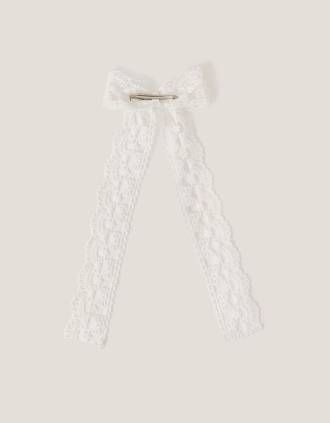 Long Lace Bow Hair Clip, , large