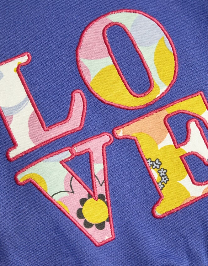 Floral Love Graphic Sweat Top, Blue (BLUE), large