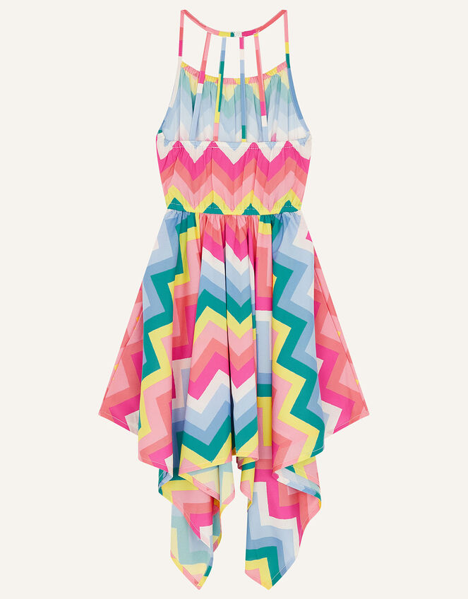 Rainbow Chevron Hanky Hem Dress, Multi (MULTI), large