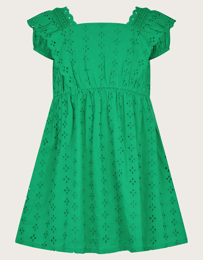 Broderie Frill Dress, Green (GREEN), large