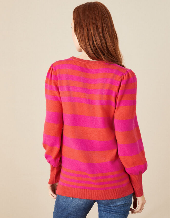 Elsa Stripe Button Detail Jumper, Pink (PINK), large