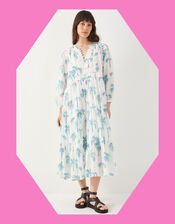 East Pami Palm Print Midi Dress, Ivory (IVORY), large