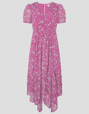 Rebecca Floral Chiffon Dress, Pink (SOFT PINK), large