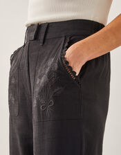 Hayley Embroidered Trousers, Black (BLACK), large