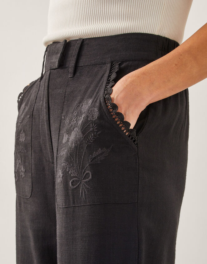 Hayley Embroidered Trousers, Black (BLACK), large