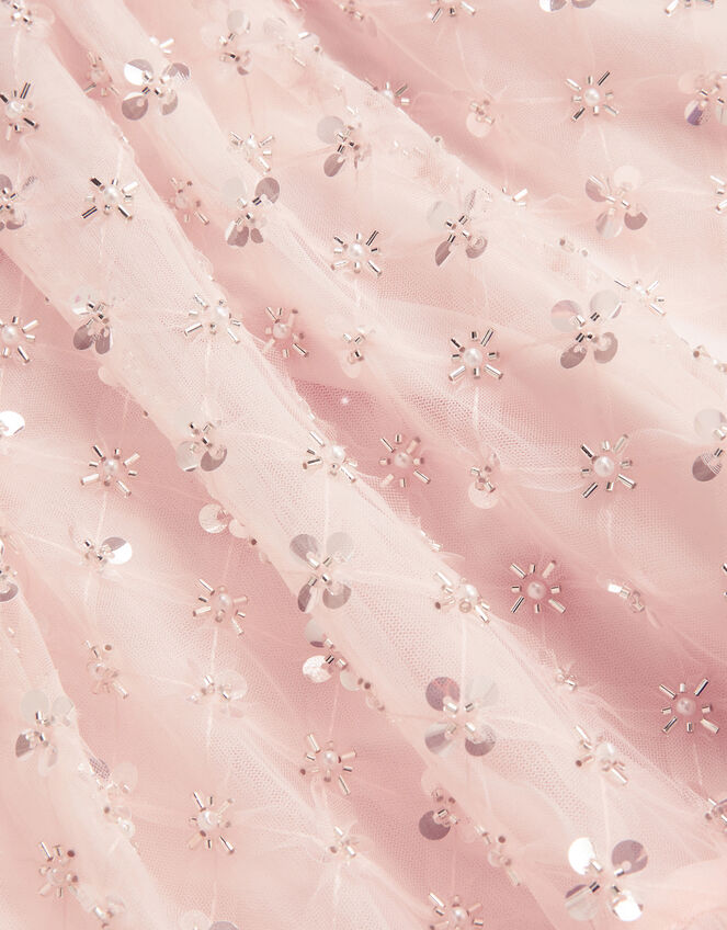 Gracie Long Sleeve Beaded Tunic Dress, Pink (PINK), large