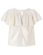 Shimmery Frilled T-shirt, Gold (GOLD), large