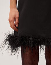 Arlette Feather Mini Dress, Black (BLACK), large