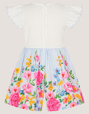 Floral Print Bow Shirred Playsuit, Blue (BLUE), large