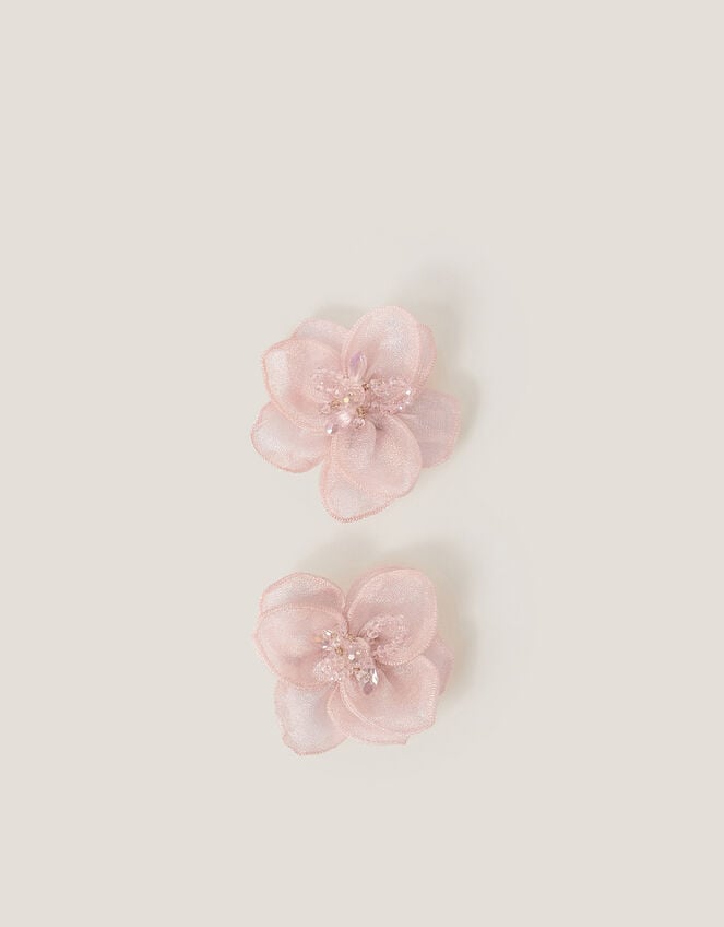 2-Pack Flower Bead Hair Clips, Pink (PALE PINK), large