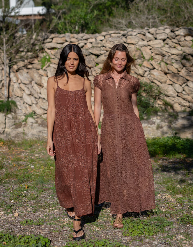 Lyrical Sisters Vidhi Print Maxi Dress, Brown (BROWN), large