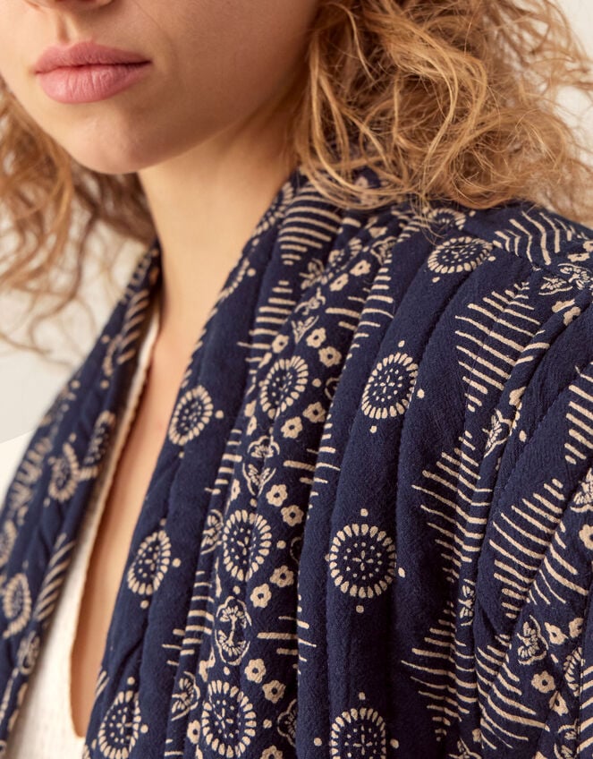 East Celine Reversible Print Quilted Waistcoat, Blue (NAVY), large