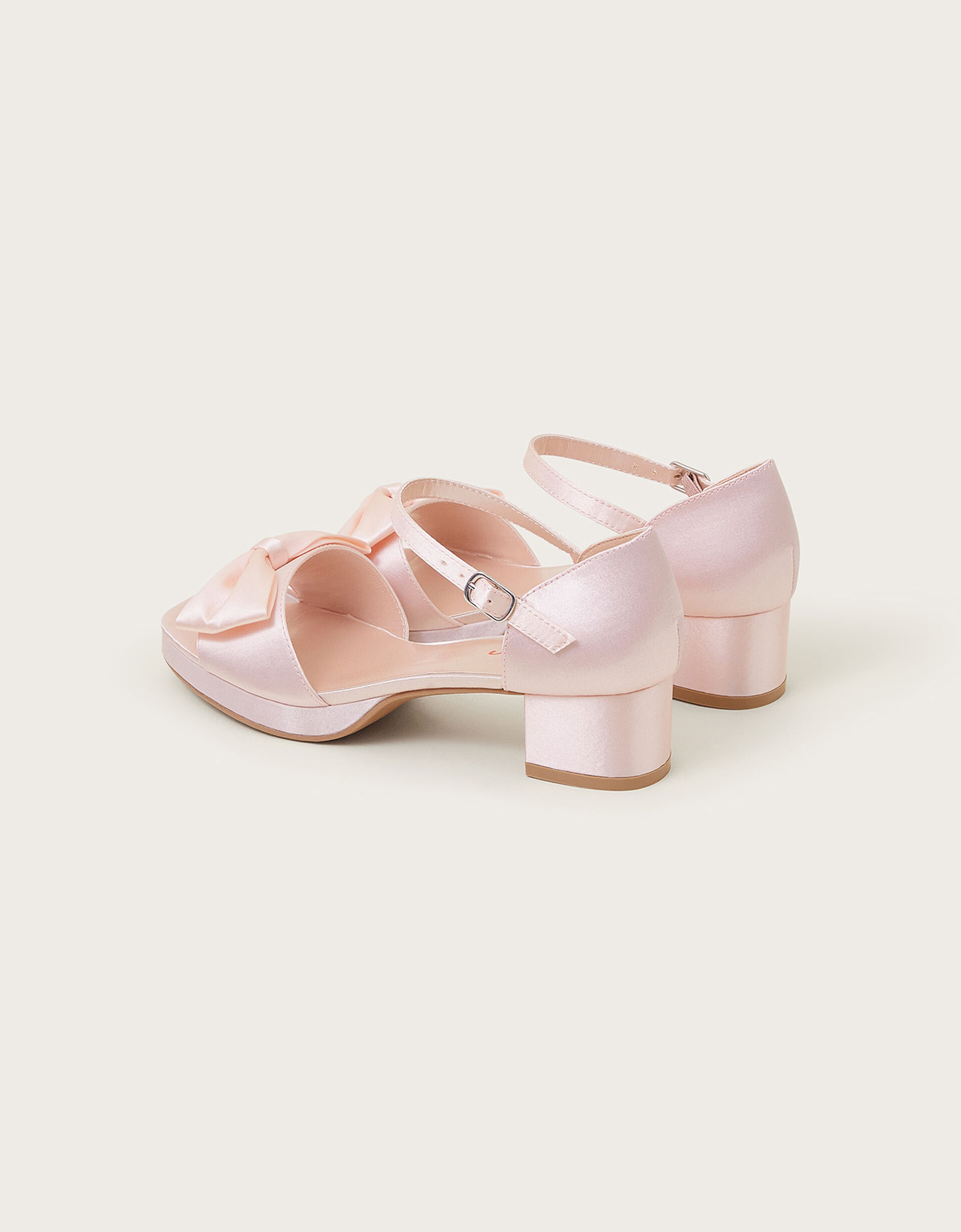 Satin Sandals with Flower Pom Pom - Pink main image 1