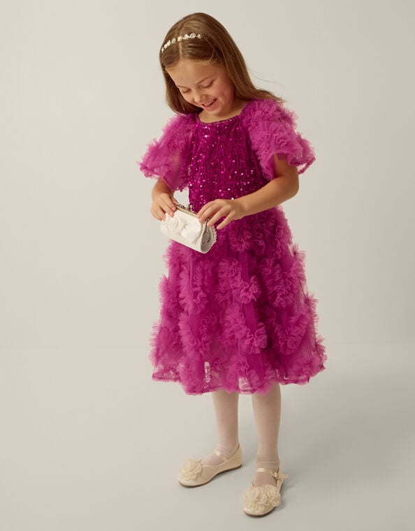 Cora Sequin Ruffle Party Dress, Pink (MAGENTA), large