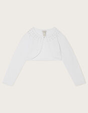 Sammy Pearl Embellished Cardigan, White (WHITE), large