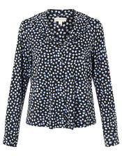 Flower Bud Print Shirt, Blue (NAVY), large