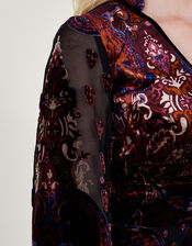 Peri Paisley Devore Dress, Black (BLACK), large