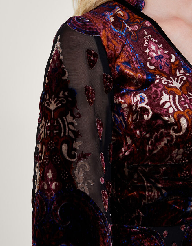Peri Paisley Devore Dress, Black (BLACK), large