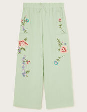 Boutique Embroidered Trousers, Green (GREEN), large