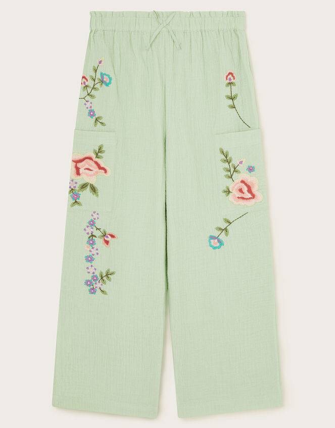 Boutique Embroidered Trousers, Green (GREEN), large
