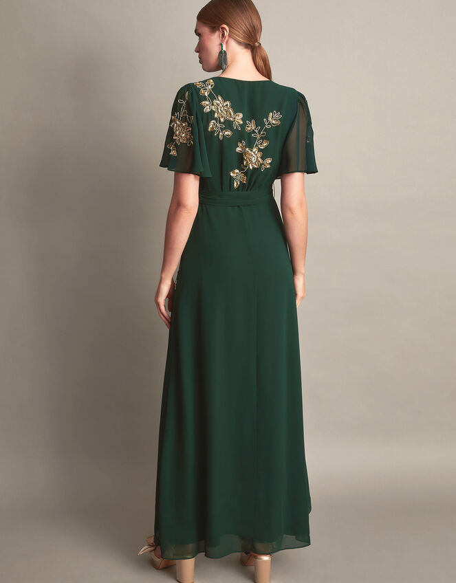Sarah Embellished Wrap Dress , Green (GREEN), large