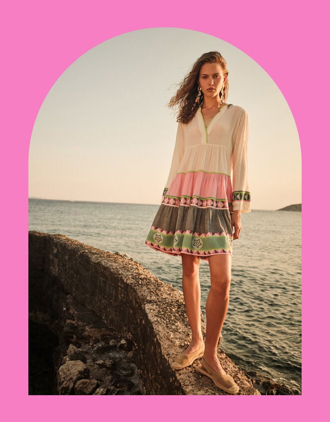 Devotion Twins Ella Geometric Stripe Mini Dress, Multi (MULTI), large