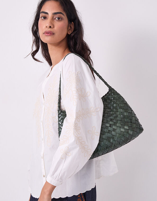 Ellyla Selina Woven Leather Shoulder Bag, , large