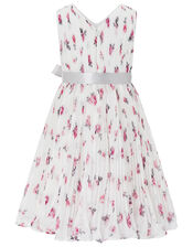 Rose Ember Pleated Floral Dress, Ivory (IVORY), large