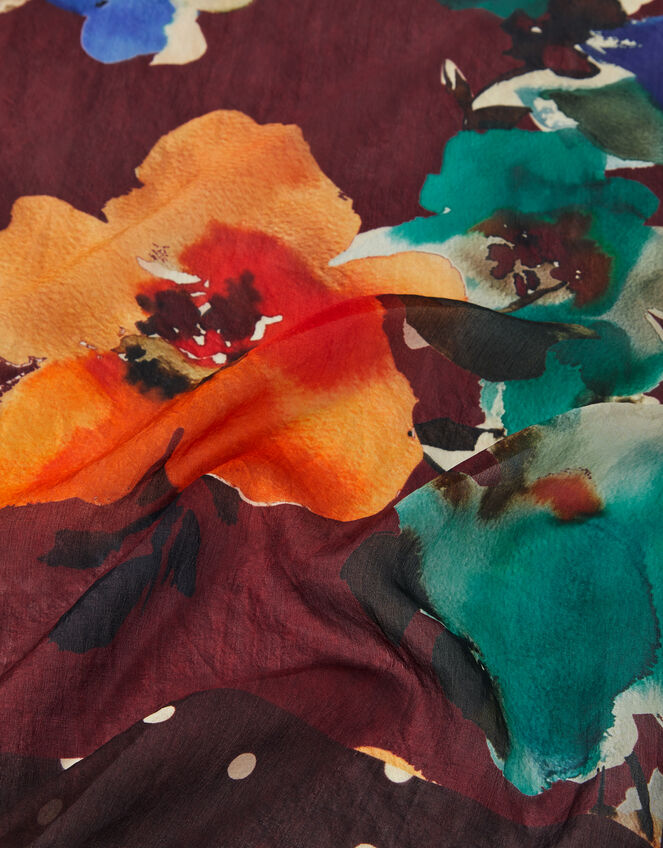 Iselle Floral Square Silk Scarf, , large