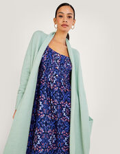 Longline Pocket Cardigan with Recycled Polyester, SEA GREEN, large