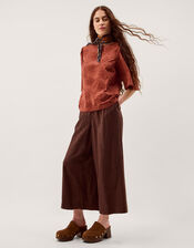 Harika Floral Embroidered Top, Brown (BROWN), large