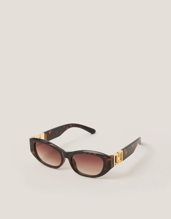 Chunky Oval Sunglasses, Brown (BROWN), large