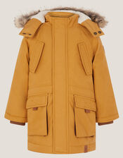 Hooded Parka Coat, Yellow (MUSTARD), large