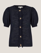 Sam Starfish Button Cardigan, Blue (NAVY), large