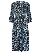 Flower Bud Print Midi Dress, Blue (BLUE), large