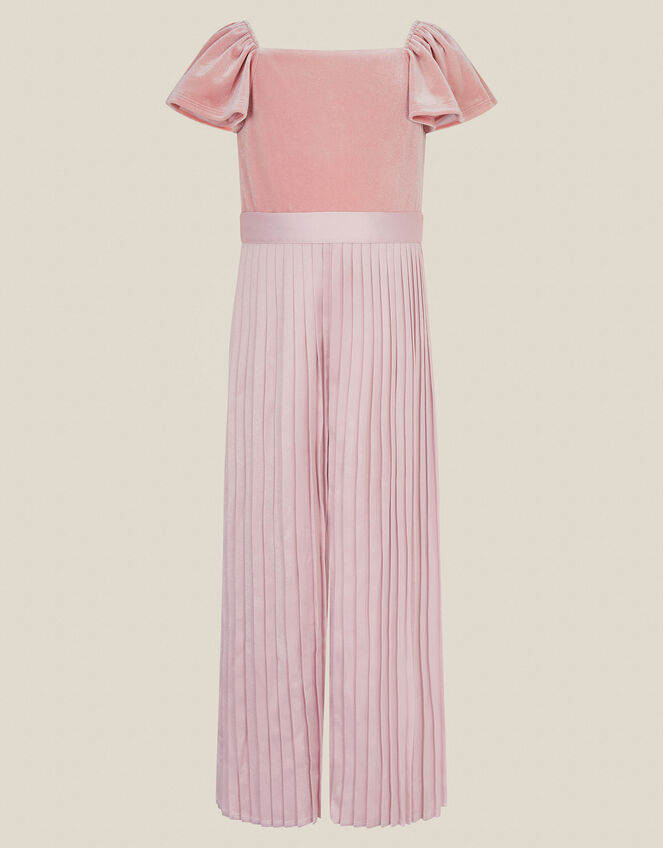 Quinn Velvet Pleated Jumpsuit, Pink (PINK), large