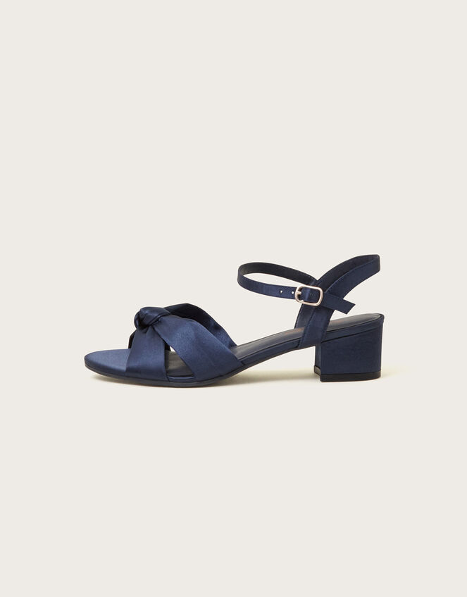 Satin Twist Heeled Sandals, Blue (NAVY), large