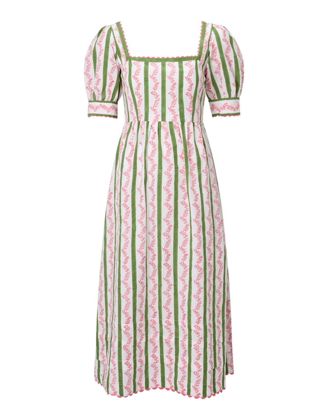 India & Mills Katie Stripe Midi Dress, White (WHITE), large