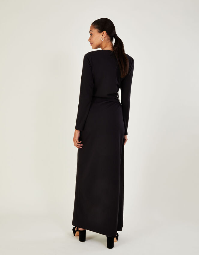 Elaine Diamante Trim Maxi Dress Black