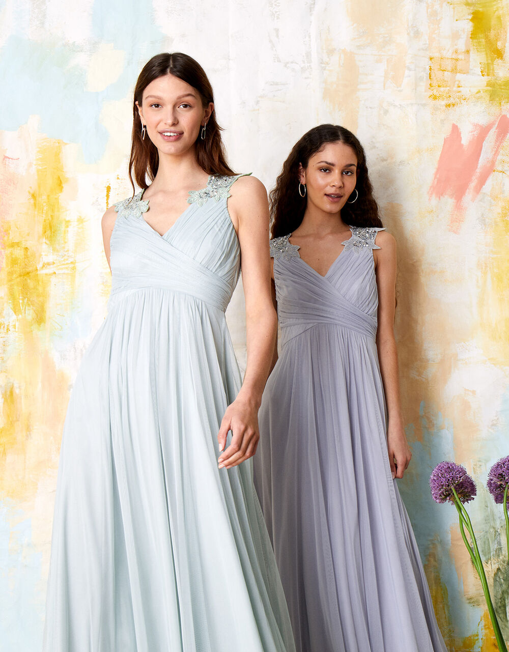 Women Dresses | Mischa Embellished Tulle Maxi Dress Blue - IN72400
