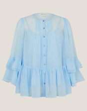 Anais Frill Swing Blouse, Blue (BLUE), large