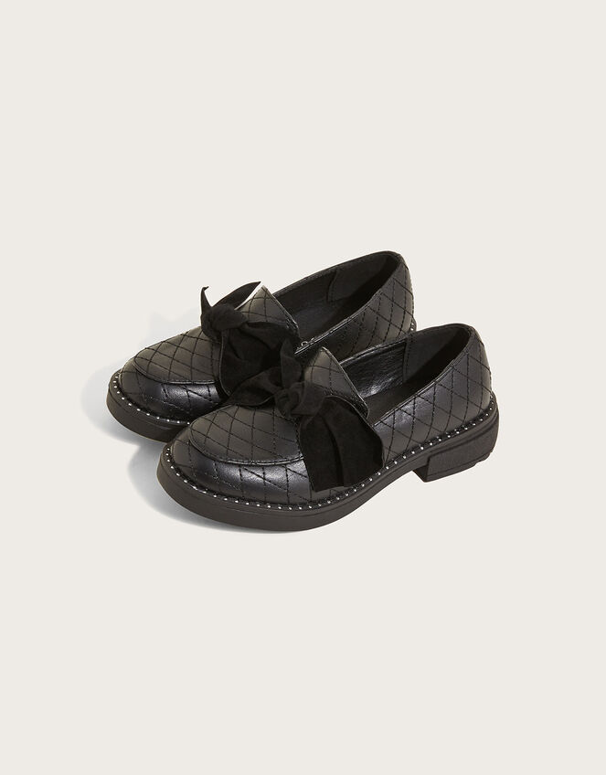 Bow Detail Loafers, Black (BLACK), large