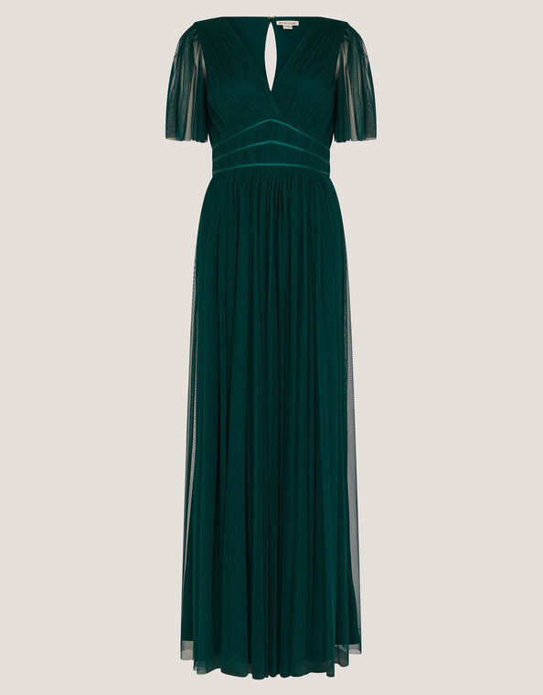 Emily Short Sleeve Tulle Bridesmaid Dress, Green (DARK GREEN), large