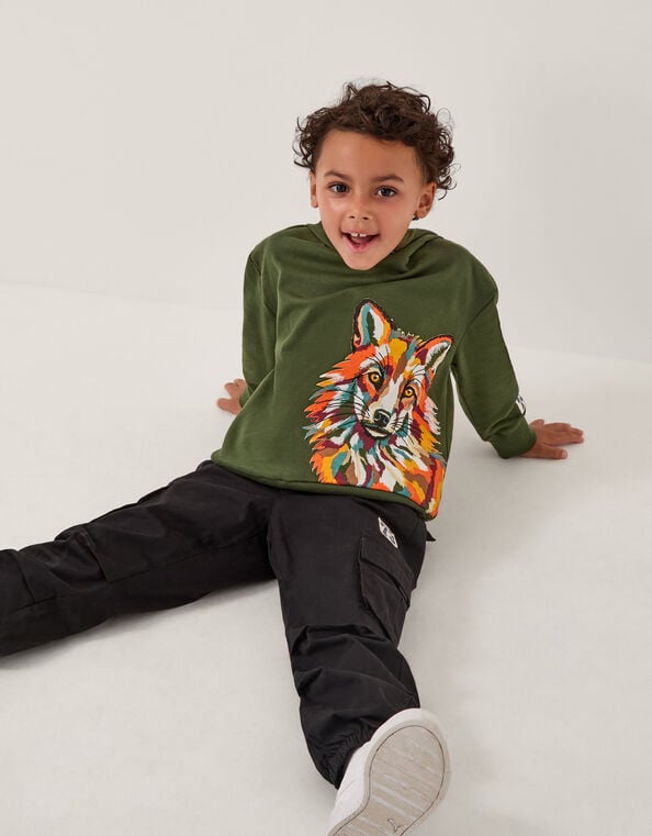 Fox Graphic Hoodie, Green (GREEN), large